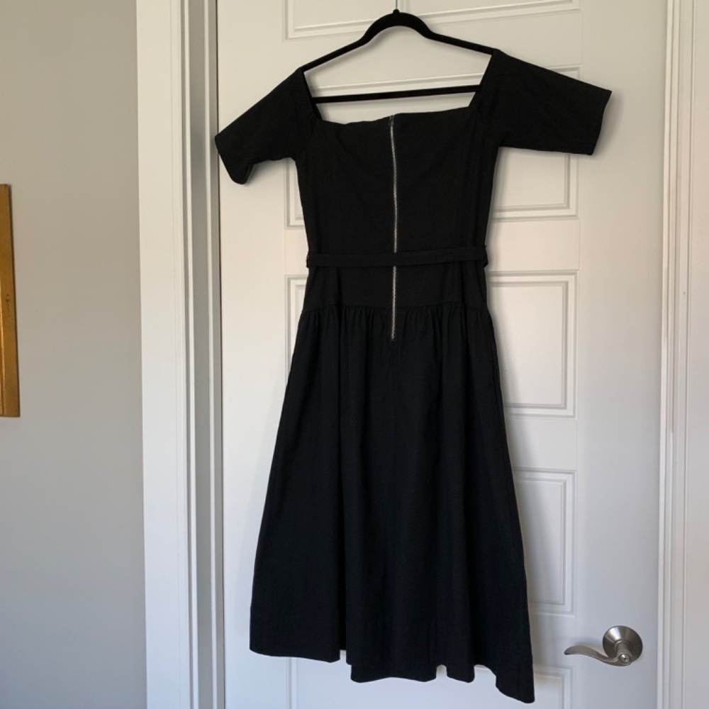 SEA New York Little Black Cocktail Dress off the Shoulder Linen/Cotton Sz 10 - Picture 10 of 16